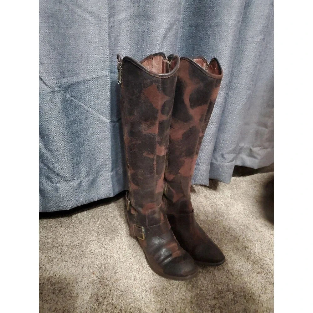 Donald J Pliner Women's Brown Suede Tall Riding Boots Size 7.5 M With Buckles